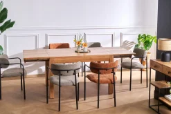 Table extensible rallonges intégrées rectangulaire en bois massif L120-210 cm BALTO