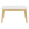 Table extensible rallonges intégrées rectangulaire blanc et bois L140-180 cm MEENA