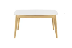 Table extensible rallonges intégrées rectangulaire blanc et bois L140-180 cm MEENA