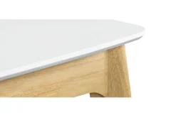 Table extensible rallonges intégrées rectangulaire blanc et bois L140-180 cm MEENA