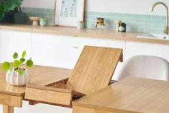 Table extensible rallonges intégrées rectangulaire en bois clair L150-180 cm BOLLY