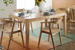 Table extensible rallonges intégrées rectangulaire en bois clair L150-180 cm BOLLY