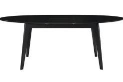 Table extensible rallonges intégrées ovale en bois noir L160-200 cm MARIK