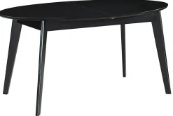 Table extensible rallonges intégrées ovale en bois noir L160-200 cm MARIK