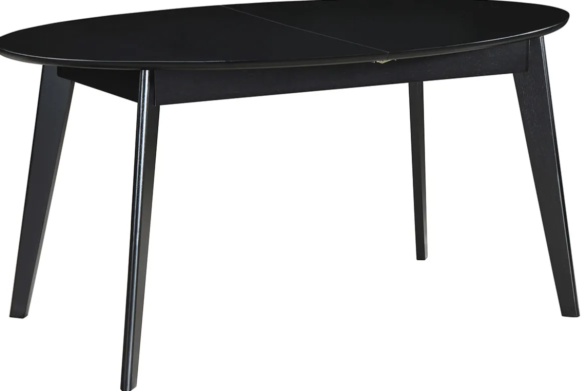 Table extensible rallonges intégrées ovale en bois noir L160-200 cm MARIK
