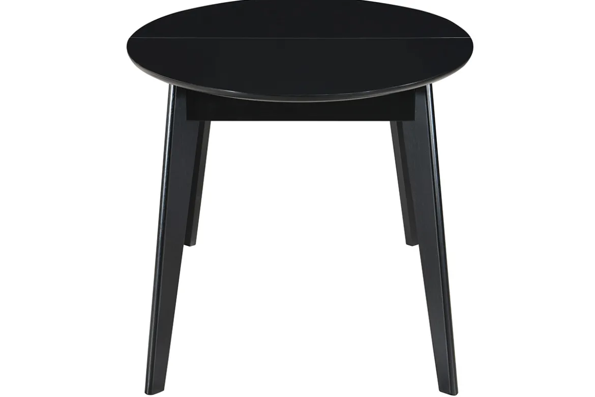 Table extensible rallonges intégrées ovale en bois noir L160-200 cm MARIK