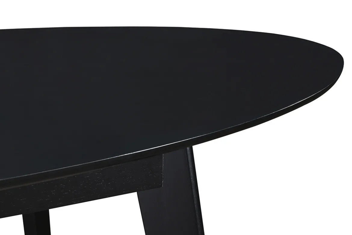 Table extensible rallonges intégrées ovale en bois noir L160-200 cm MARIK