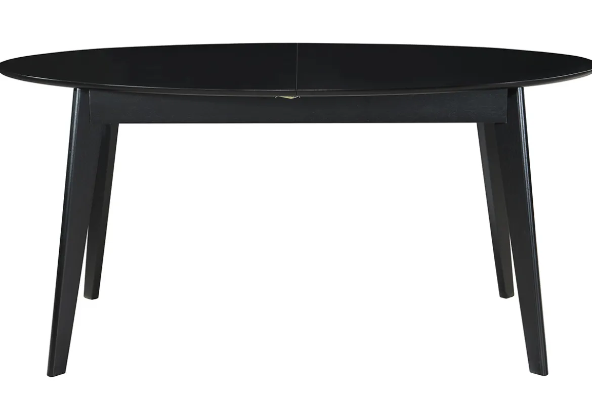 Table extensible rallonges intégrées ovale en bois noir L160-200 cm MARIK