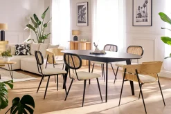 Table extensible rallonges intégrées ovale en bois noir L160-200 cm MARIK
