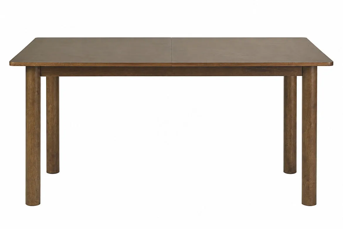 Table extensible rallonges intégrées rectangulaire bois foncé noyer L160-210 cm CLAUDIE