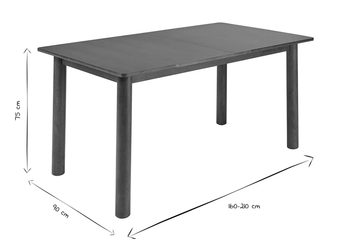 Table extensible rallonges intégrées rectangulaire bois foncé noyer L160-210 cm CLAUDIE