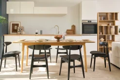 Table extensible rallonges intégrées rectangulaire en bois clair chêne L180-220 cm EGO