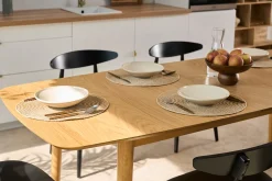 Table extensible rallonges intégrées rectangulaire en bois clair chêne L180-220 cm EGO
