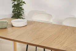 Table extensible rallonges intégrées rectangulaire en bois clair chêne L180-220 cm EGO