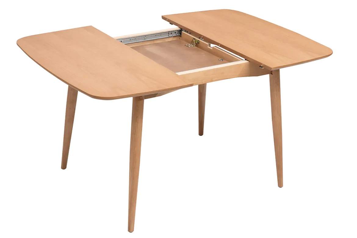 Table extensible rallonges intégrées carrée en bois clair chêne L100-140 cm HELMA
