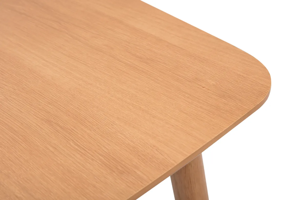 Table extensible rallonges intégrées carrée en bois clair chêne L100-140 cm HELMA