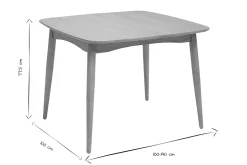 Table extensible rallonges intégrées carrée en bois clair chêne L100-140 cm HELMA