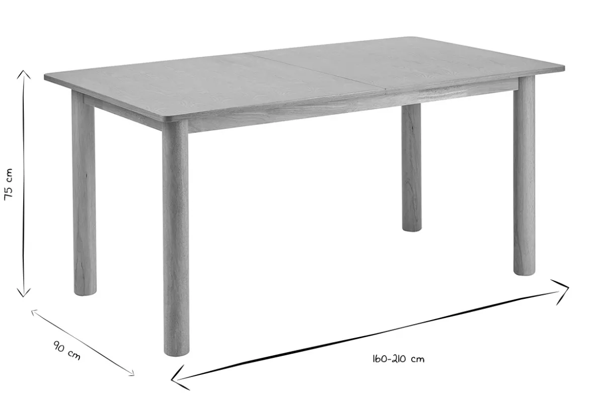 Table extensible rallonges intégrées rectangulaire bois clair frêne L160-210 cm CLAUDIE