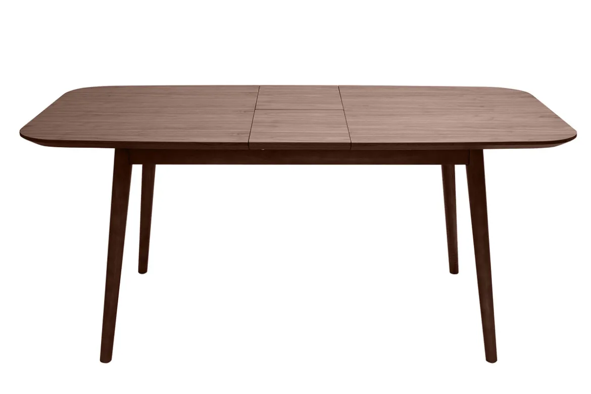 Table extensible rallonges intégrées rectangulaire en bois foncé noyer L140-170 cm ANK