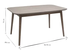 Table extensible rallonges intégrées rectangulaire en bois foncé noyer L140-170 cm ANK