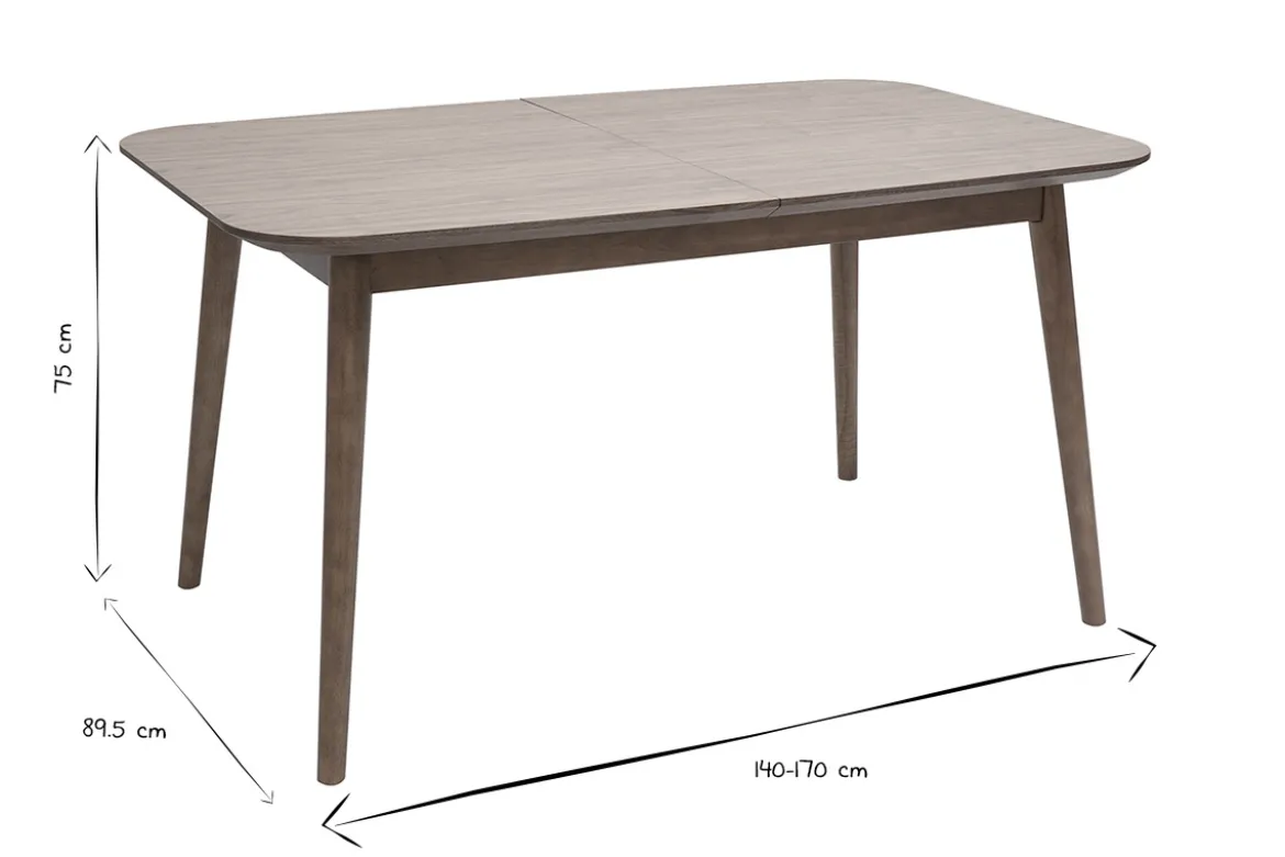 Table extensible rallonges intégrées rectangulaire en bois foncé noyer L140-170 cm ANK