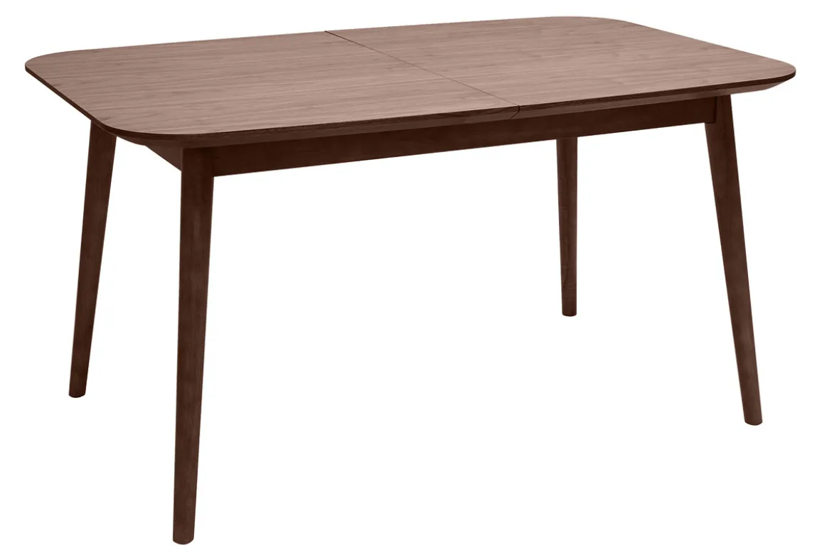 Table extensible rallonges intégrées rectangulaire en bois foncé noyer L140-170 cm ANK