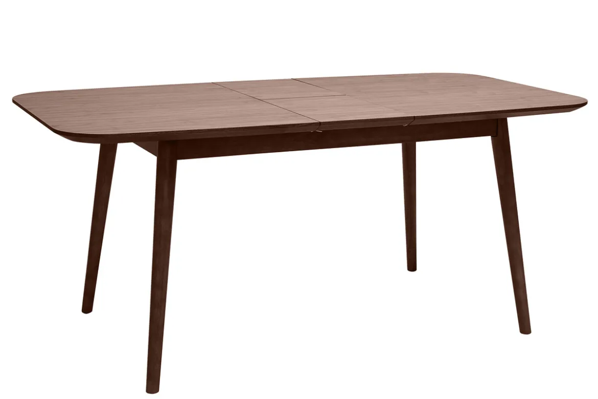 Table extensible rallonges intégrées rectangulaire en bois foncé noyer L140-170 cm ANK