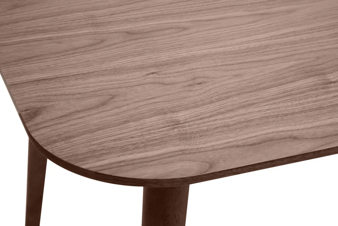 Table extensible rallonges intégrées rectangulaire en bois foncé noyer L140-170 cm ANK
