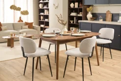 Table extensible rallonges intégrées rectangulaire en bois foncé noyer L140-170 cm ANK
