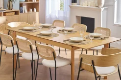 Table extensible rallonges intégrées rectangulaire en bois clair frêne L160-210 cm BONAVISTA