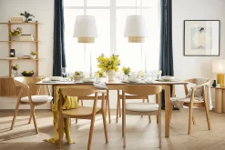 Table extensible rallonges intégrées rectangulaire en bois clair frêne L160-210 cm BONAVISTA