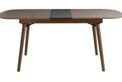 Table extensible rallonges intégrées rectangulaire en bois foncé noyer L150-180 cm SHELDON