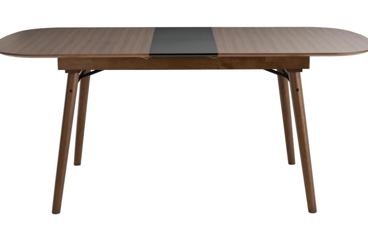 Table extensible rallonges intégrées rectangulaire en bois foncé noyer L150-180 cm SHELDON