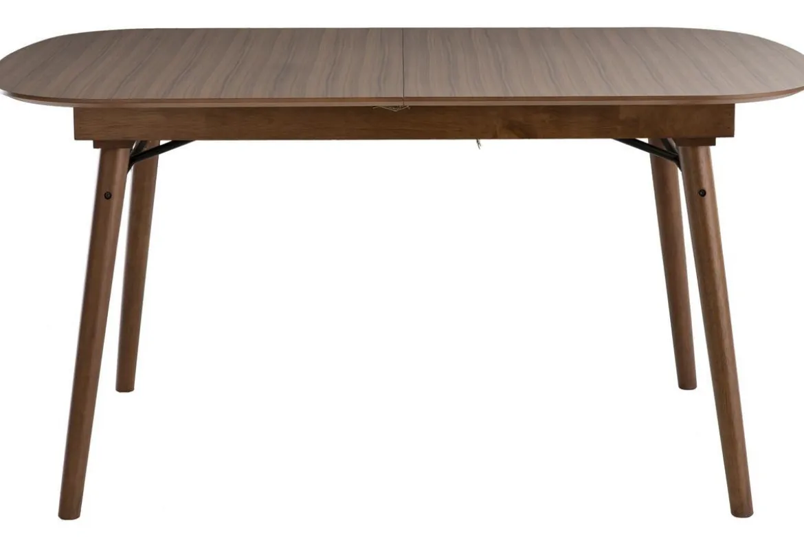 Table extensible rallonges intégrées rectangulaire en bois foncé noyer L150-180 cm SHELDON