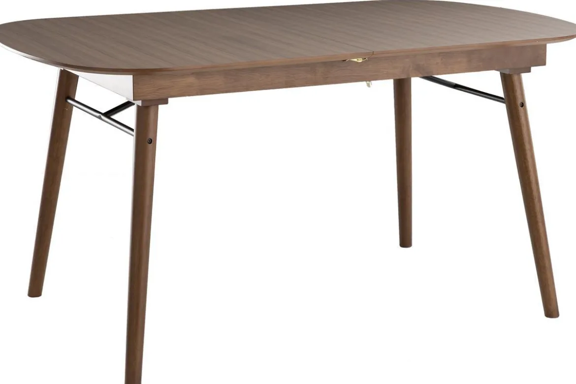 Table extensible rallonges intégrées rectangulaire en bois foncé noyer L150-180 cm SHELDON