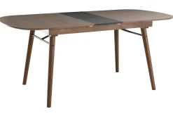 Table extensible rallonges intégrées rectangulaire en bois foncé noyer L150-180 cm SHELDON