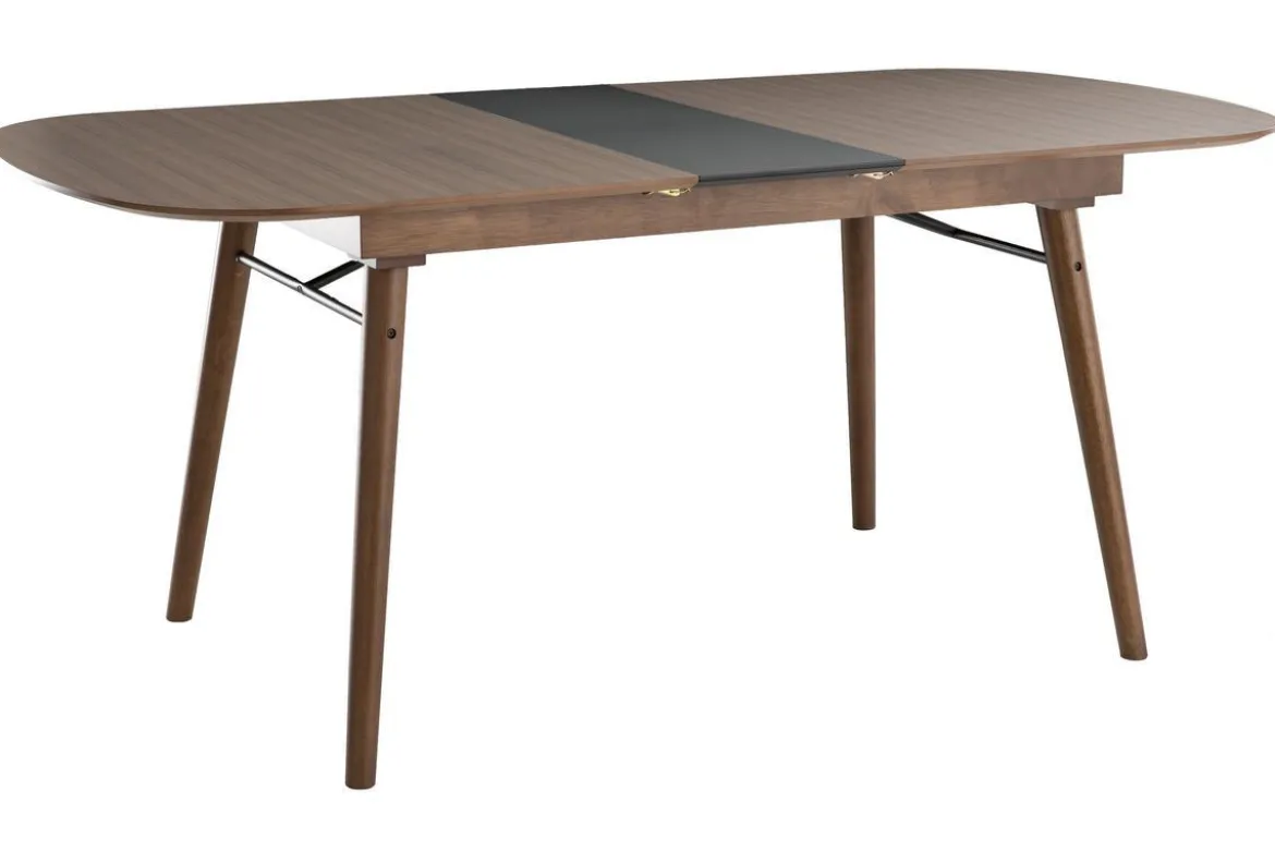 Table extensible rallonges intégrées rectangulaire en bois foncé noyer L150-180 cm SHELDON