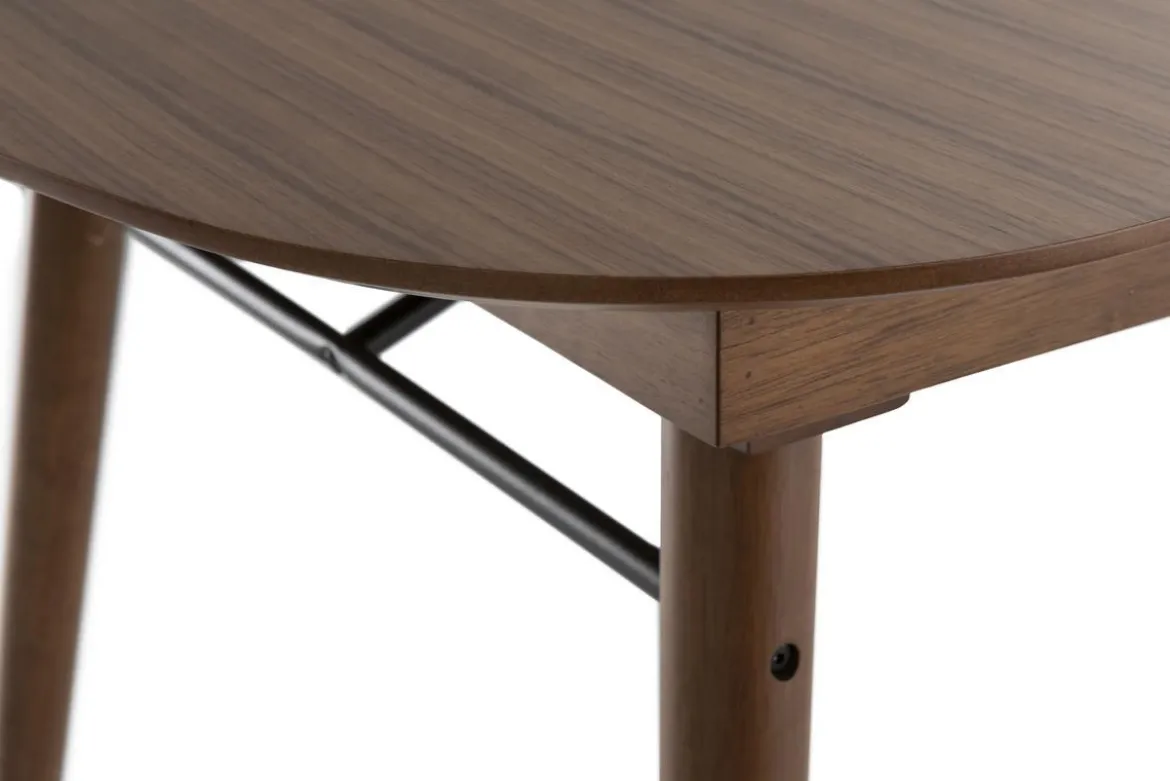 Table extensible rallonges intégrées rectangulaire en bois foncé noyer L150-180 cm SHELDON