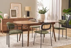 Table extensible rallonges intégrées rectangulaire en bois foncé noyer L150-180 cm SHELDON