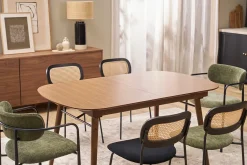 Table extensible rallonges intégrées rectangulaire en bois foncé noyer L150-180 cm SHELDON