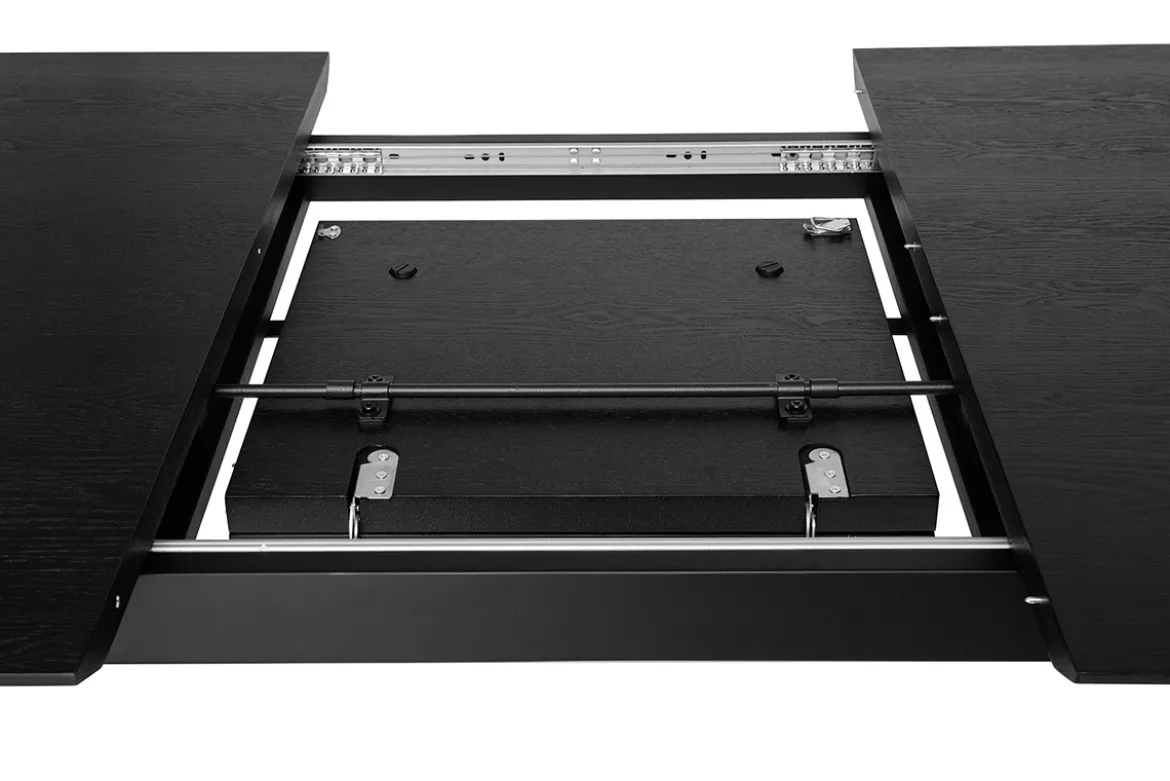 Table extensible rallonges intégrées rectangulaire en bois noir frêne L180-230 cm FIFTIES