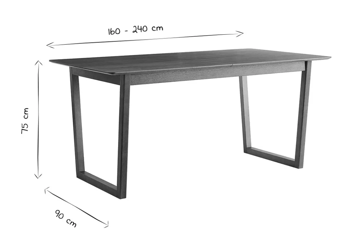 Table extensible rallonges intégrées rectangulaire en bois foncé noyer L160-240 cm LAHO