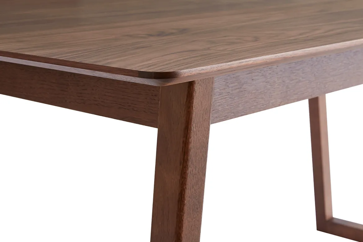 Table extensible rallonges intégrées rectangulaire en bois foncé noyer L160-240 cm LAHO