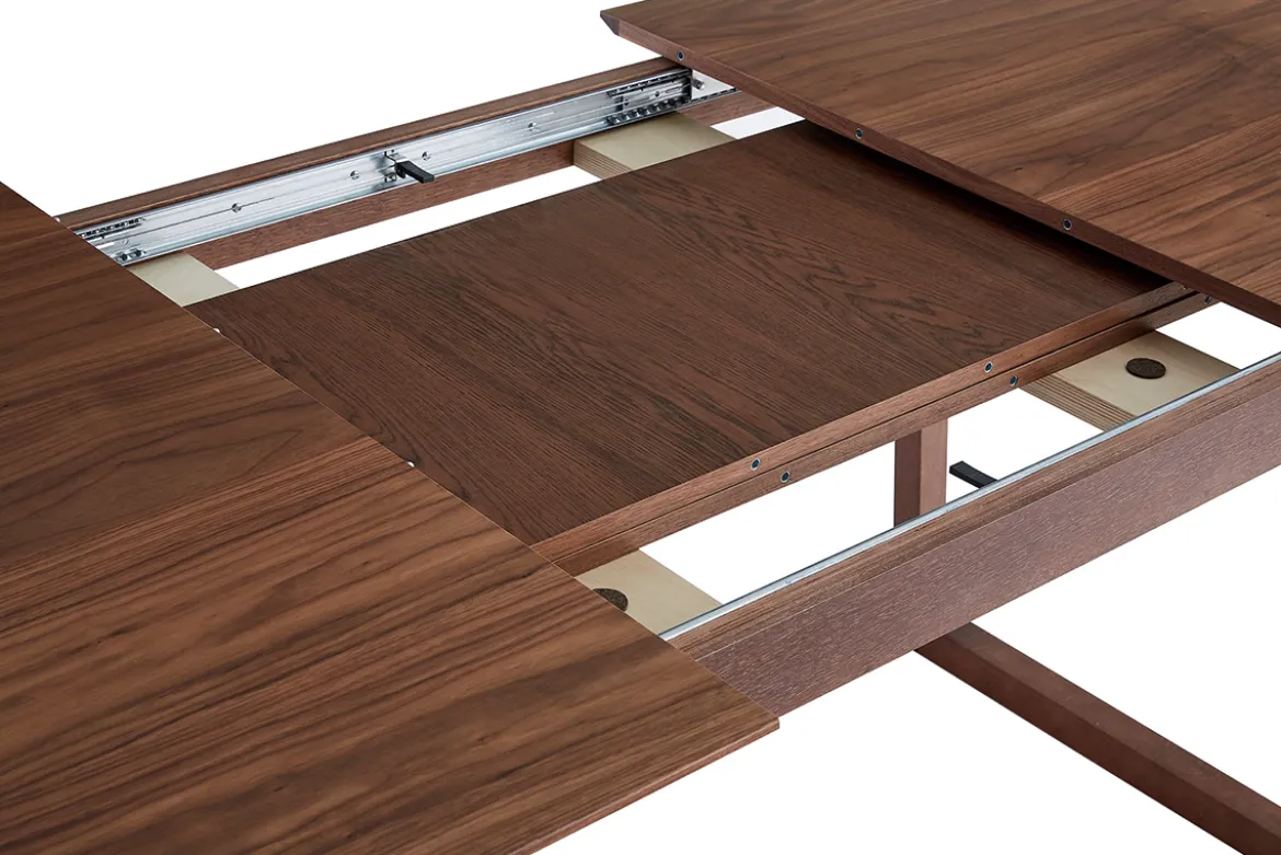Table extensible rallonges intégrées rectangulaire en bois foncé noyer L160-240 cm LAHO