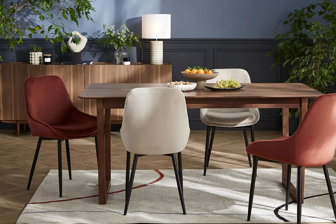 Table extensible rallonges intégrées rectangulaire en bois foncé noyer L160-240 cm LAHO