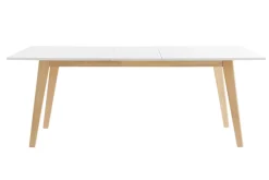 Table extensible rallonges intégrées rectangulaire blanche et bois clair L160-205 cm SWAD