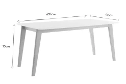 Table extensible rallonges intégrées rectangulaire blanche et bois clair L160-205 cm SWAD