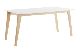 Table extensible rallonges intégrées rectangulaire blanche et bois clair L160-205 cm SWAD