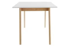 Table extensible rallonges intégrées rectangulaire blanche et bois clair L160-205 cm SWAD