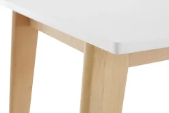 Table extensible rallonges intégrées rectangulaire blanche et bois clair L160-205 cm SWAD